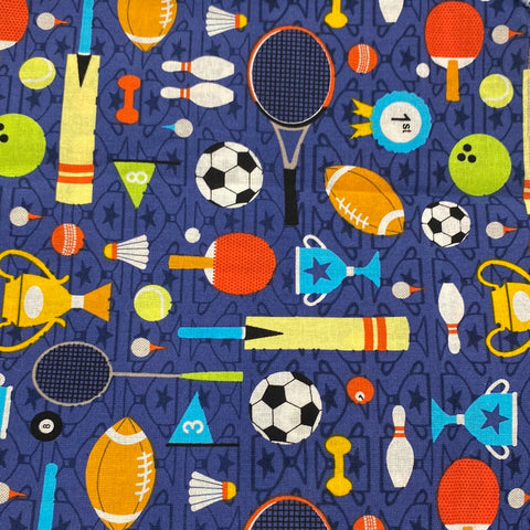 ** Remnant 110102 1.85m 100% Cotton Sports Day Navy - 115cm Wide