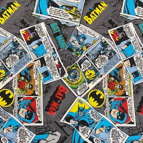 Batman comic strip marvel characters 100% cotton dressmaking Southend Westcliff sewing fabric craft clothes pattern discount cheap 