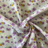 Polycotton Children's Print - Butterfly Flowers - Select Colour - £3.00 Per Metre - Sold by Half Metre