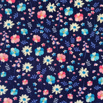 100% Cotton - Navy Summer Floral - £6.50 Per Metre - Sold by Half Metre