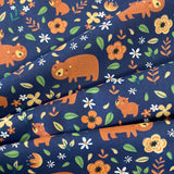 Polycotton Print - Mother Bear - Navy - £3.00 Per Metre - Sold by Half Metre