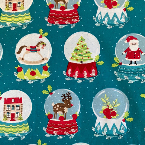 100% Cotton  - Christmas - Snow Globes - Sold by Half Metre