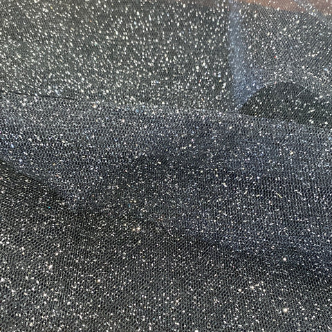 ** Remnant 080302 0.8m Glitter Net - Black - 150cm wide