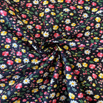 100% Cotton - Black Summer Floral - £6.50 Per Metre - Sold by Half Metre