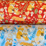 Polycotton Children's Print - Fox Family - Select Colour - £3.00 Per Metre - Sold by Half Metre