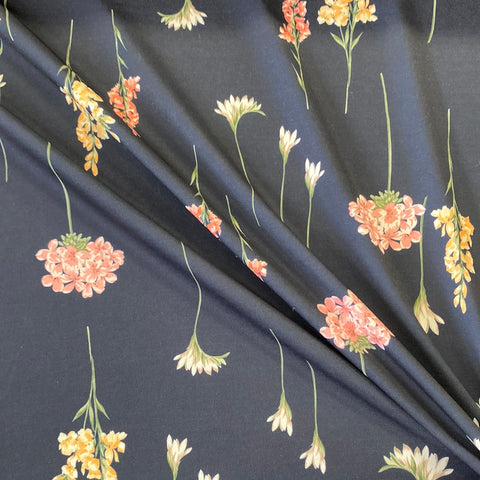 ** 1.3m x 1.5m Polyester Elastane Jersey - Roly Poly Flowers  - Remnant 100401 **