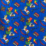 Polycotton Children's Print - Vintage Toys - Royal - £3.00 Per Metre - Sold by Half Metre