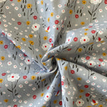 Polycotton Print - Songbird and Flowers - £3.00 Per Metre - Sold by Half Metre