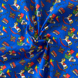 Polycotton Children's Print - Vintage Toys - Royal - £3.00 Per Metre - Sold by Half Metre