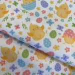 100% Cotton  - Spring Easter Eggs and Chics - £9.00 per metre - Sold by half metre