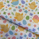 100% Cotton  - Spring Easter Eggs and Chics - £9.00 per metre - Sold by half metre