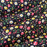 100% Cotton - Black Summer Floral - £6.50 Per Metre - Sold by Half Metre