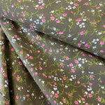 100% Viscose - Ditsy Floral - Olive - Sold By Half Metre