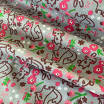 Polycotton Children's Print - Fox & Rabbit Doodle Print - Select Colour - £3.00 Per Metre - Sold by Half Metre