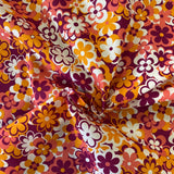 Polycotton Print - Groovy Flowers - £3.80 Per Metre -  Sold by Half Metre
