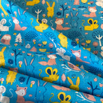 Polycotton Children's Print - Woodland Cuties - Turquoise - £3.00 Per Metre - Sold by Half Metre