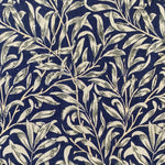 A navy cotton fabric with a willow design all over. Kayes Textiles Fabrics.