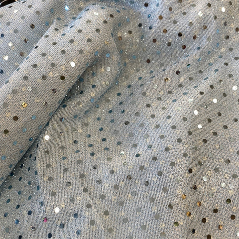 Remnant 130521 2.4m Sequin Spot - Ice blue - 114cm Wide