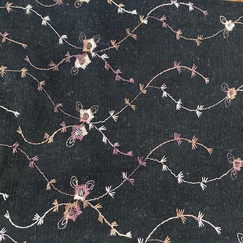 Remnant 190305 1.8m Embroidered Needlecord - 140cm Wide