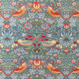 A Grey background cotton with a symmetrical bird and floral design. Kayes Textiles Fabrics.