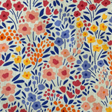 Polycotton Print - Floral Garden - Blue  - £3.00 Per Metre - Sold by Half Metre