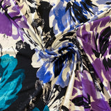 JOHN KALDOR Polyester Elastane Jersey - Teal/Mauve Floral - £9.50 Per Metre - Sold By Half Metre