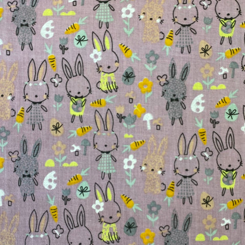 3m x 112cm Remnant 130220 Lilac Bunny Polycotton