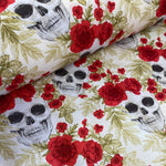 100% Cotton - Skulls and Roses - £6.50 Per Metre - Sold by Half Metre