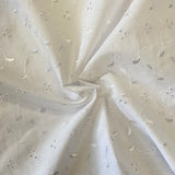 Polycotton Broderie Anglaise 3 Hole Design - White - £6.00 Per Metre - Sold by Half Metre