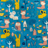 Polycotton Children's Print - Woodland Cuties - Turquoise - £3.00 Per Metre - Sold by Half Metre