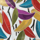 Table Cover  PVC - Coloured Leaves - £5.00 Per Metre -  Sold by Half Metre