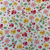 100% Cotton - White Summer Floral - £6.50 Per Metre - Sold by Half Metre