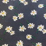 Remnant 140812 0.7m Polycotton Daisy Navy - 114cm Wide approx