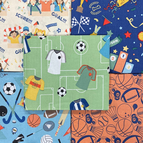 Sports games teams player Fat Quarters pack 100% cotton Kaye’s textiles Southend Westcliff Essex sewing patchwork crafts projects