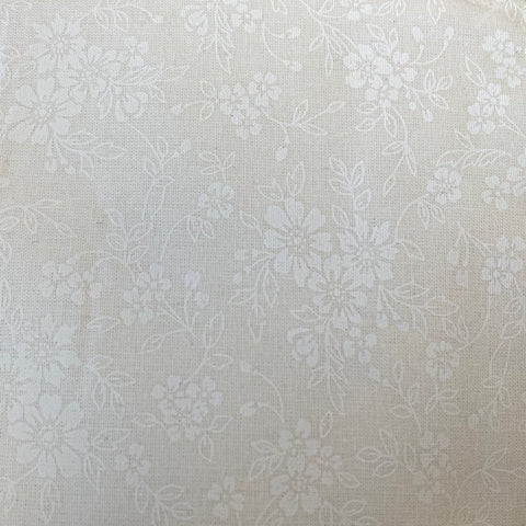 Remnant 110913 1.35m 100% Cotton Floral Spray Self Pattern - Ivory - 112cm Wide
