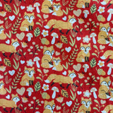 Polycotton Children's Print - Fox Family - Select Colour - £3.00 Per Metre - Sold by Half Metre