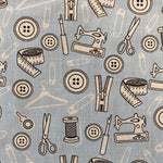 Polycotton Print -Sewing - Blue  - £3.00 Per Metre - Sold by Half Metre