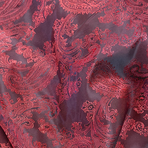 1.35m x 1.5m Paisley Jacquard Lining Red - Remnant 100405
