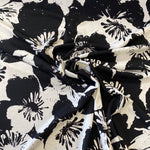 Viscose Jersey - Monochrome floral  - £9.50 Per Metre - Sold By Half Metre