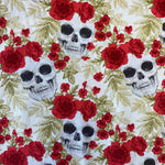 100% Cotton - Skulls and Roses - £6.50 Per Metre - Sold by Half Metre