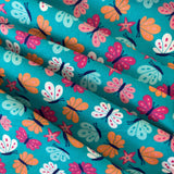 PRETTY BUTTERFLIES BY FABRIC EDITIONS - TEAL - £6.00 Per Metre - Sold By Half Meter