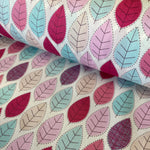 100% Cotton - Pink Leaves - £6.50 Per Metre - Sold by Half Metre