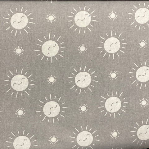 100% Cotton  - The Sky Above Sunshine - Grey  - Sold by Half Metre