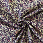 A damson cotton fabric with a willow design all over. Kayes Textiles Fabrics.