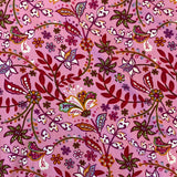 100% Viscose - Bold Floral Stem - Pink - Sold By Half Metre