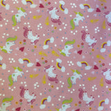 Polycotton Children's Print - Pink Unicorn - £3.00 Per Metre - Sold by Half Metre