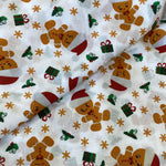 Remnant 150719 2.5m Polycotton Christmas Santa gingerbread man  - 114cm Wide Approx