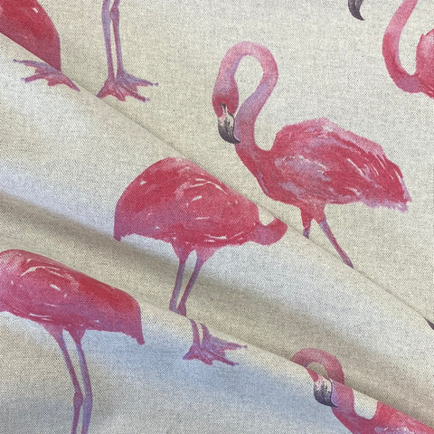 Linen look Animals - Large Flamingo - Sold By Half Metre