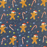 Remnant 081002 1m x 1.12m Polycotton gingerbread man and candy canes