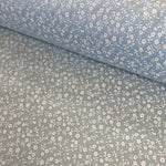 Polycotton Print - Pretty Floral - Baby Blue - £3.00 Per Metre - Sold by Half Metre